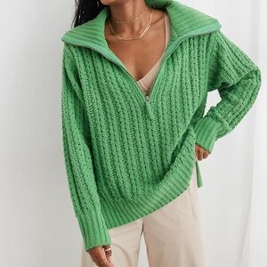 Aerie Cable Car Quarter Zip Sweater